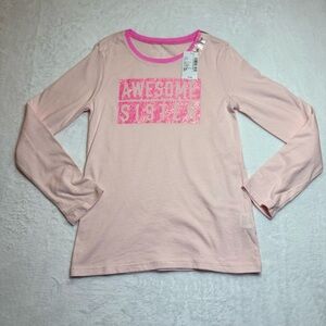 NWT The Children’s Place Pink Glitter 'Awesome Sister' Long Sleeve Tee